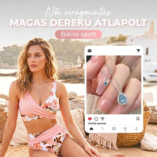 🌊50% kedvezmény👙Női virágmintás, magas derekú bikini szett