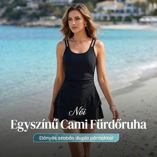 👙 Pántos fürdőruha, egyszínű, karcsúsító, hasat eltakaró | Raktáron
