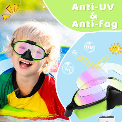 👓 Professzionális gyermek úszószemüveg – HD lencsék, nagy keret | Szilikon tömítés, állítható pánt – vízálló, nem párásodik be 💦