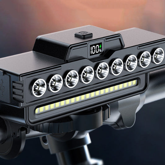 🚲 Újratölthető, 28 LED-es kerékpárlámpa dudával | 3 üzemmód, USB-C, vízálló