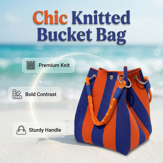 Csíkos kötött vödörtáska 👜