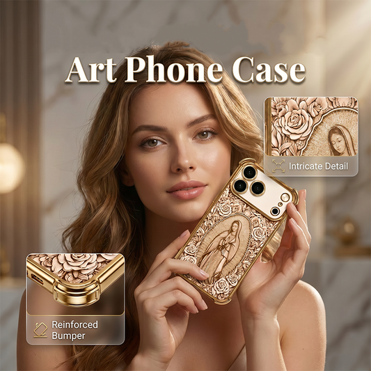 Aranyszínű Devocionális Művészet Telefontok 📿✨