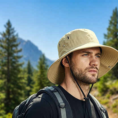 🧢 ☀️ Széles karimájú, állpántos szabadtéri napkalap