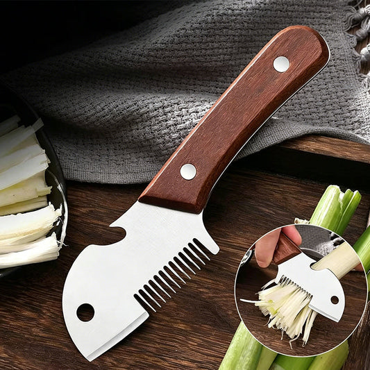 🔪1+1 ingyen🥕Többfunkciós zöldhagyma-szeletelő és reszelő kés