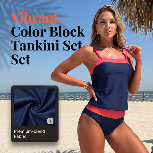 👙 Női kétrészes tankini színátmenetes konzervatív fürdőruha szett 🏖️