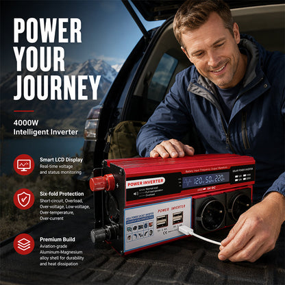 🔌Nagy teljesítményű autós inverter 12 V-ról 230 V-ra| Ingyenes szállítás