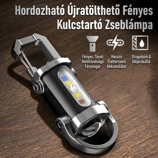 🔑1+1 INGYEN🛡️ Hordozható LED kulcstartó – Erős fény, újratölthető, praktikus