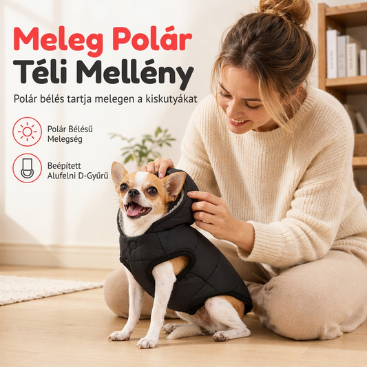 🐶Meleg sapkás kutyakabát – Puha gyapjú bélés, védi a kutyát a hidegben❄️