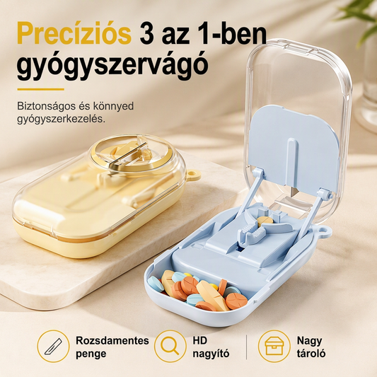 💊1+1 INGYEN✂️Hordozható, mágneses tablettavágó és -felező