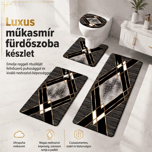 🏠4 darabos műkasmír nedvszívó fürdőszobai szőnyegkészlet🛁