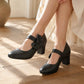 👠Női elegáns, vastag sarkú cipők masnis pánttal