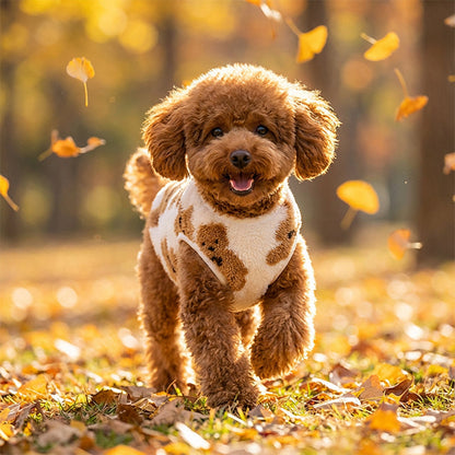 🐶1+1 INGYEN🧸 Aranyos, plüssbéléses kutyamellény – meleg, rugalmas, mackós mintával